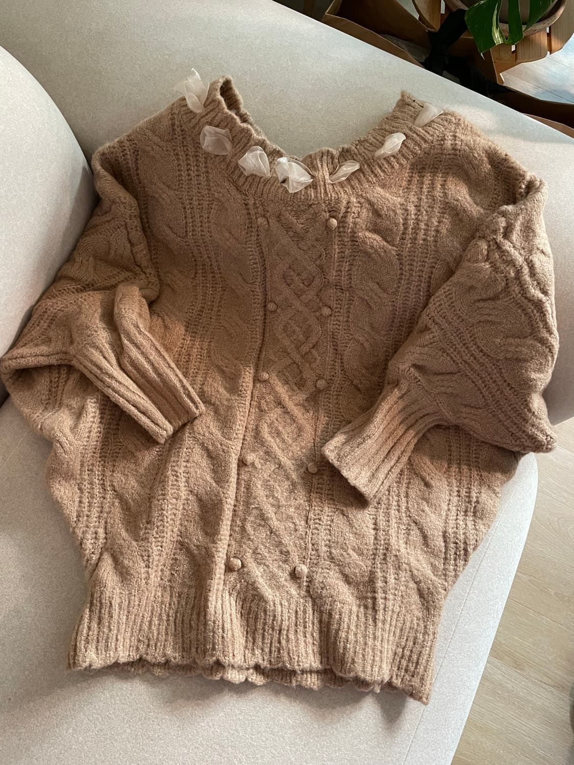 리즈리사 라떼갸루 폭닥 쉬폰 리본 니트 상품이미지1