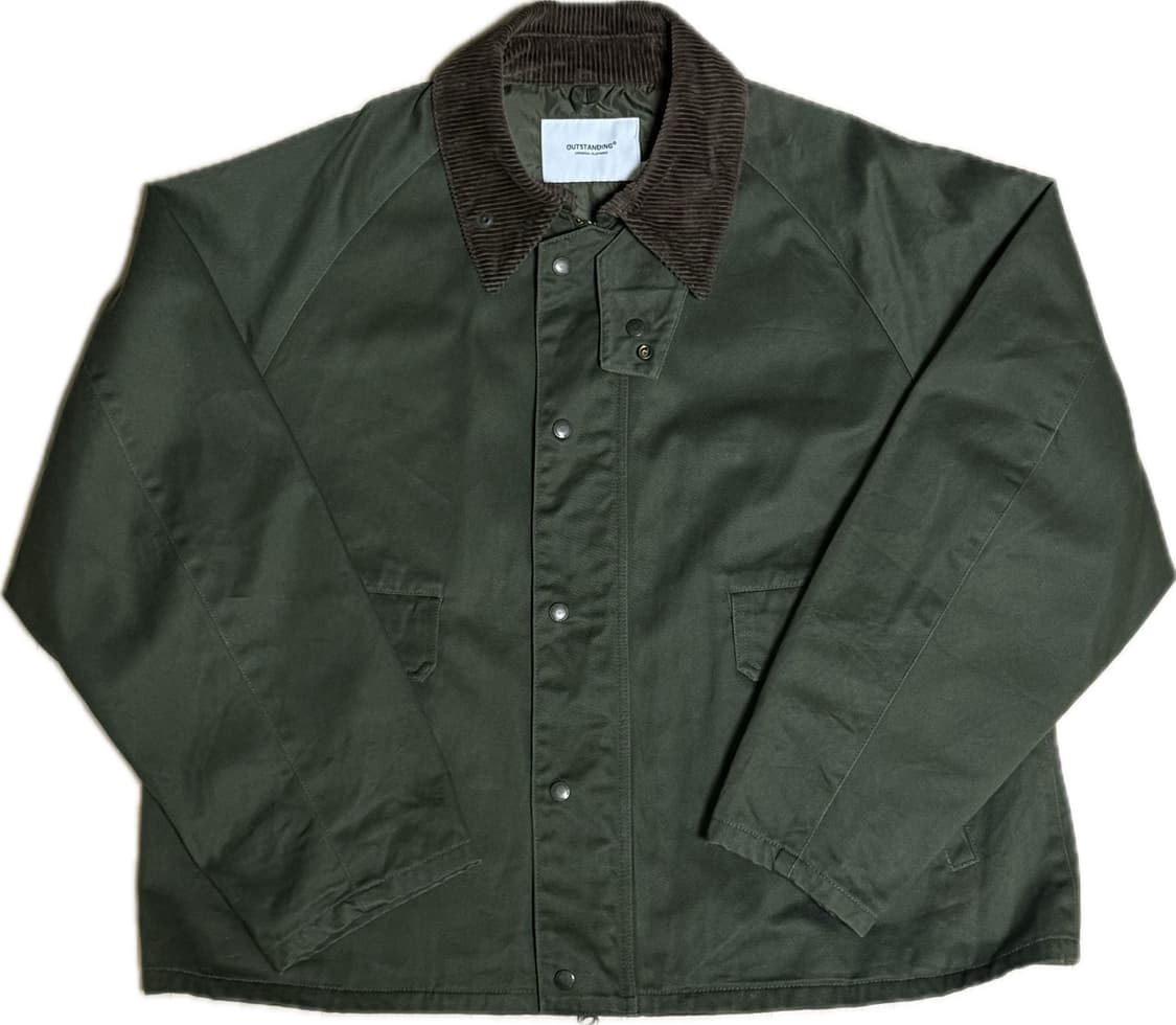 아웃스탠딩 코듀로이 칼라 숏 자켓 올리브 그린 상품이미지1