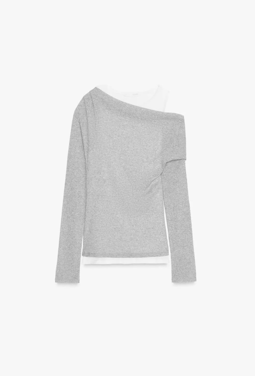 자라 더블 스타일 언발란스 오프숄더 레이어드 티셔츠 상품이미지2