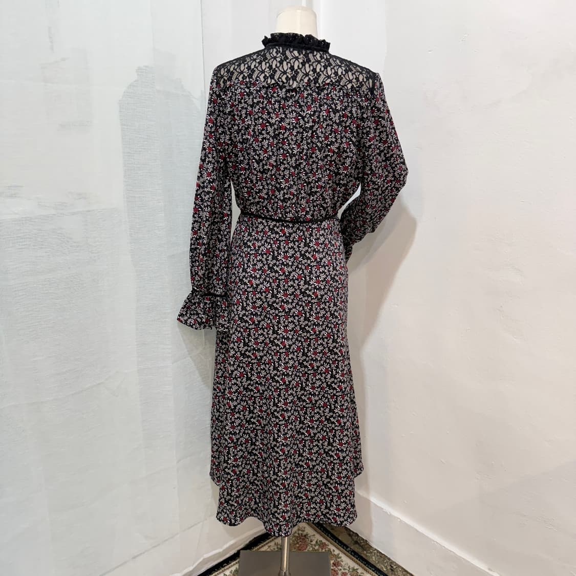 (S)미쏘 벨벳 시스루 꽃무늬 플라워 롱원피스 롱드레스 3739 상품이미지5