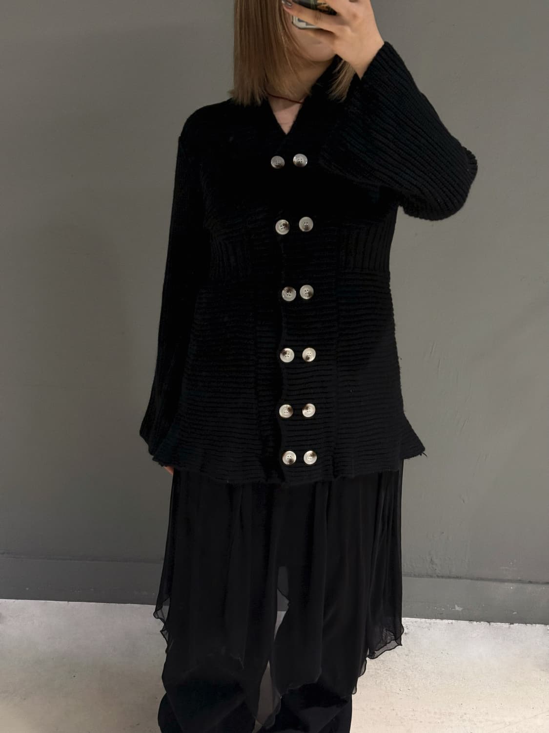 double button non-collar cardigan 상품이미지1