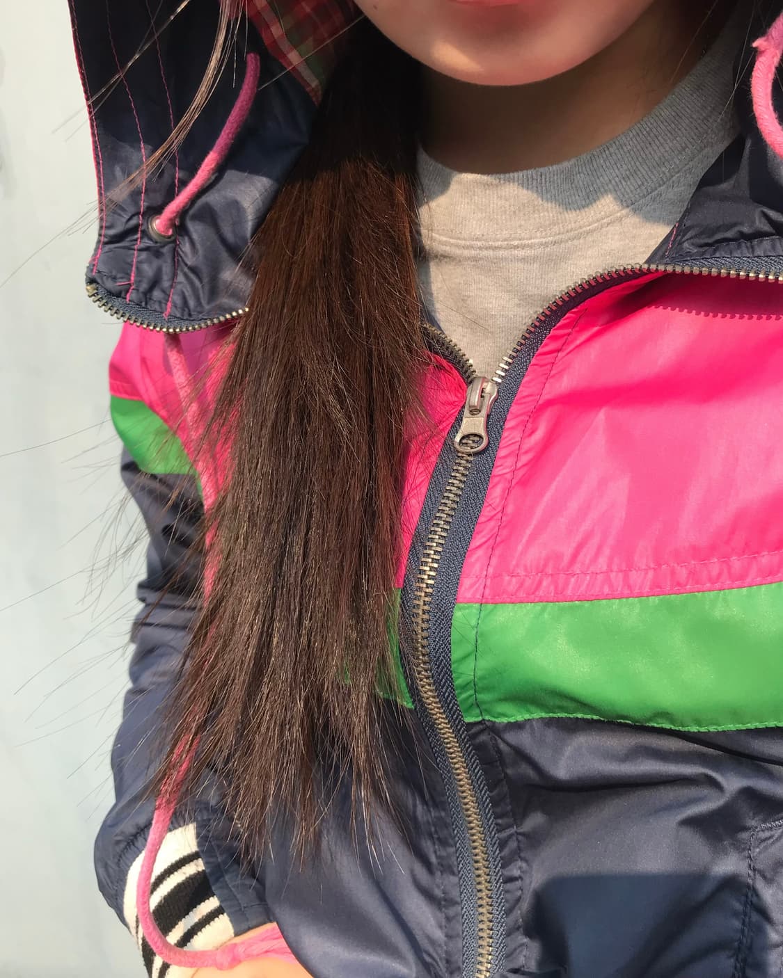 컬러 믹스 후드 집업 자켓  상품이미지3