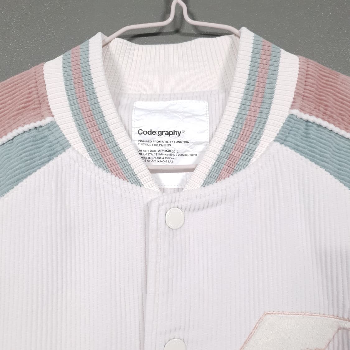 CGP 코드그라피 신형 23FW 코듀로이 배색 바시티 자켓 크림 M 상품이미지4