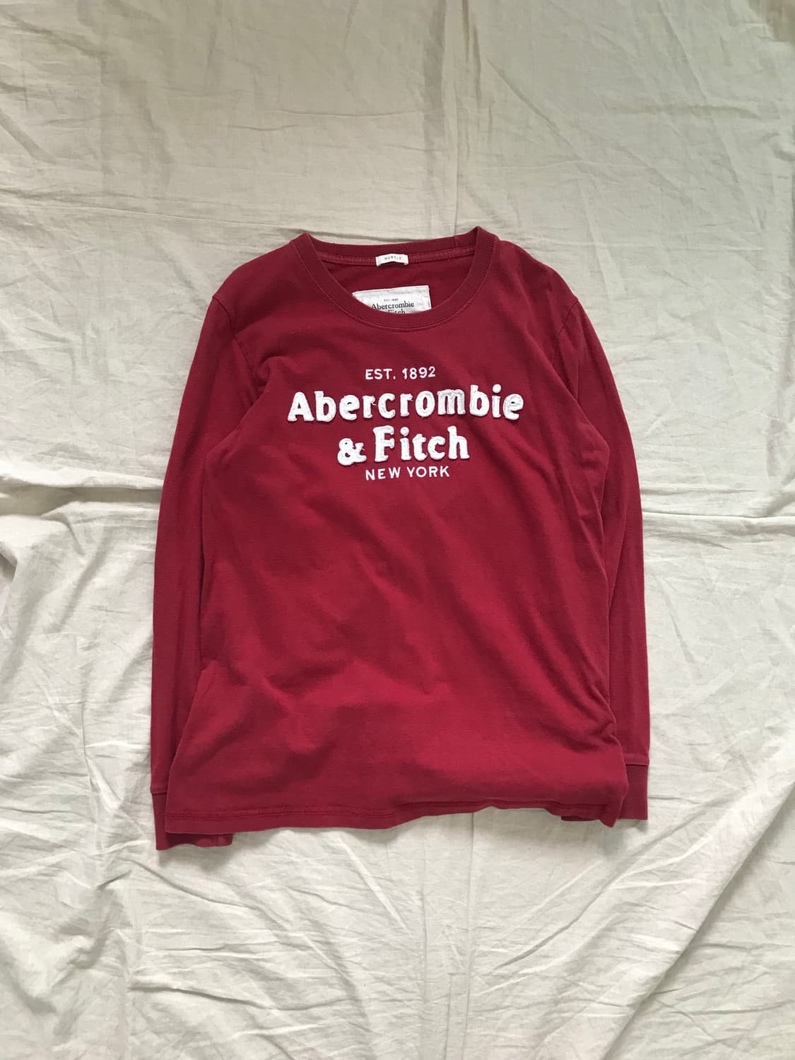 아베크롬비 중앙 자수로고 버건디 롱슬리브티 상품이미지5