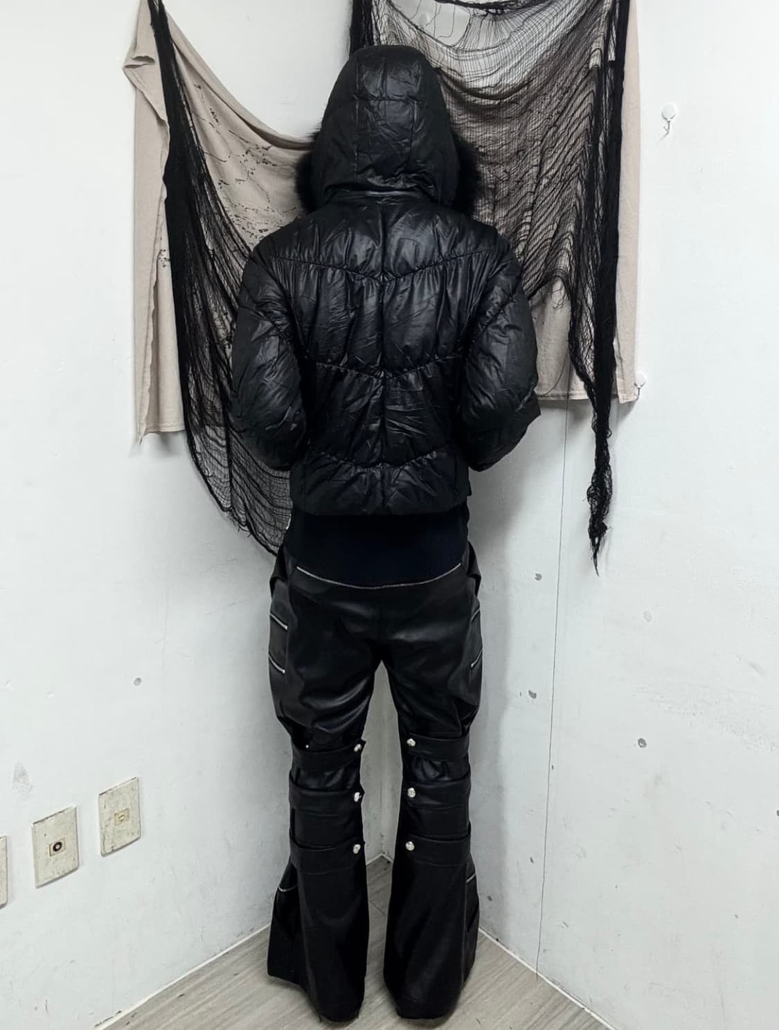 Black Fur Black Hoodie Padding 상품이미지3