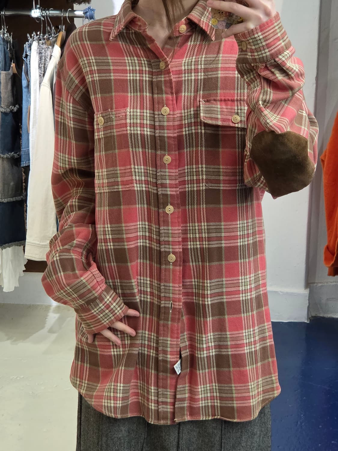 PRL 폴로 랄프로렌 엘보우 스웨이드 패치 체크 셔츠 상품이미지1