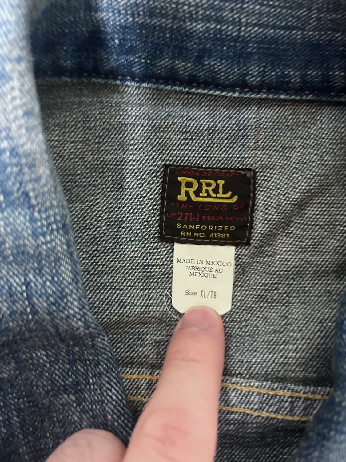 RRL LOT 271 리랜드 연청 데님 트러커 자켓 XL 상품이미지2