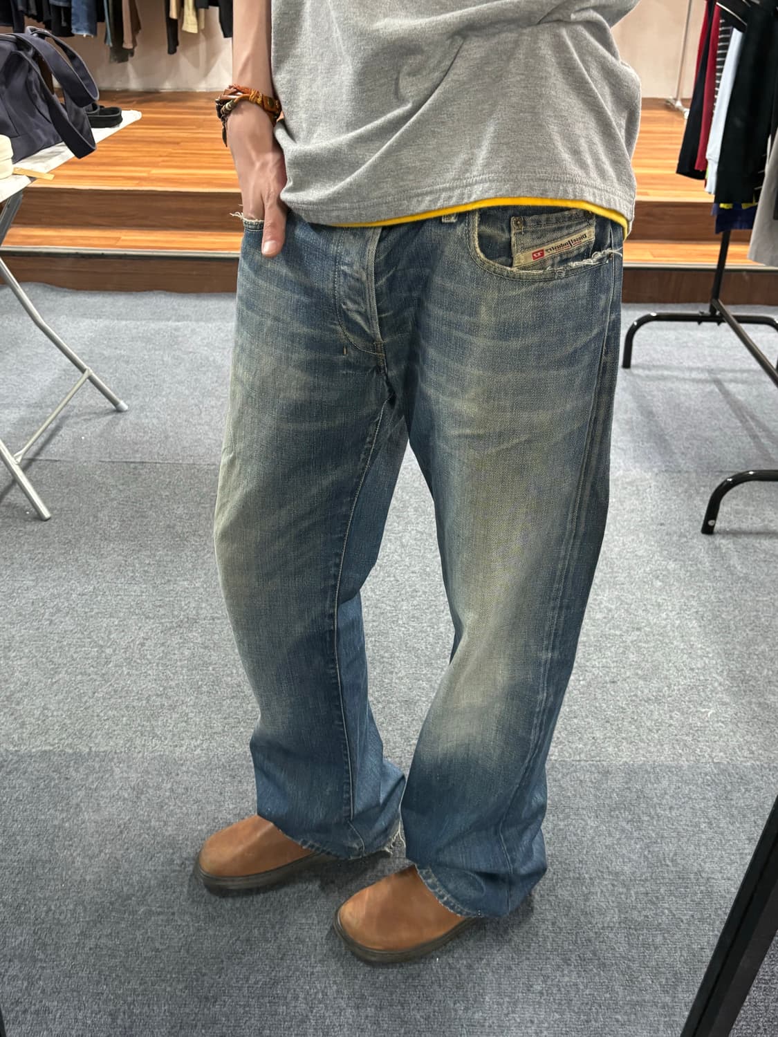 디젤 버튼 플라이 오렌지 셀비지 데님 상품이미지1
