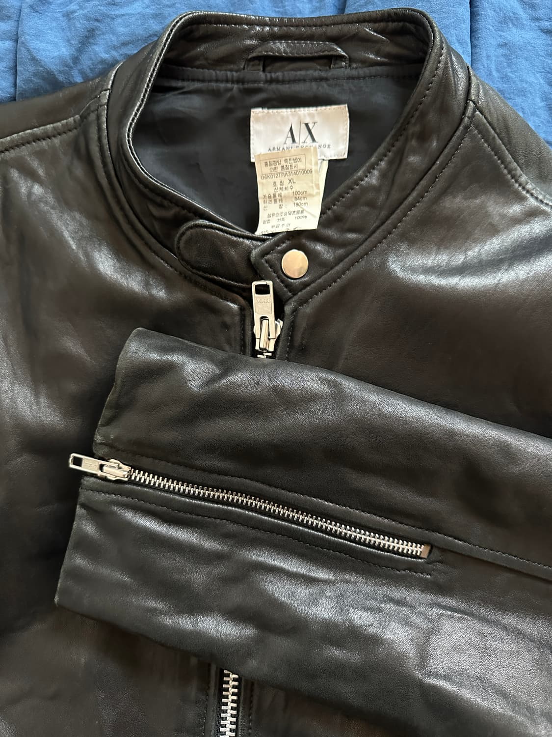 아르마니 익스체인지 가죽 자켓 싱글 차이나 카라 상품이미지3