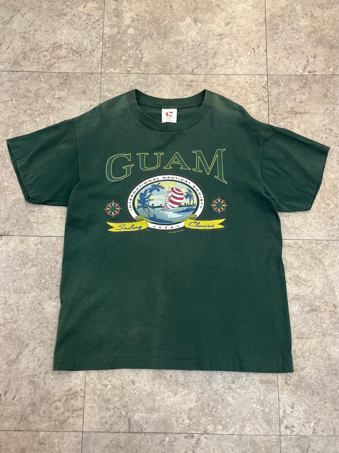 Made in USA 괌 프린팅 반팔티 그린 L #csz3409 상품이미지4