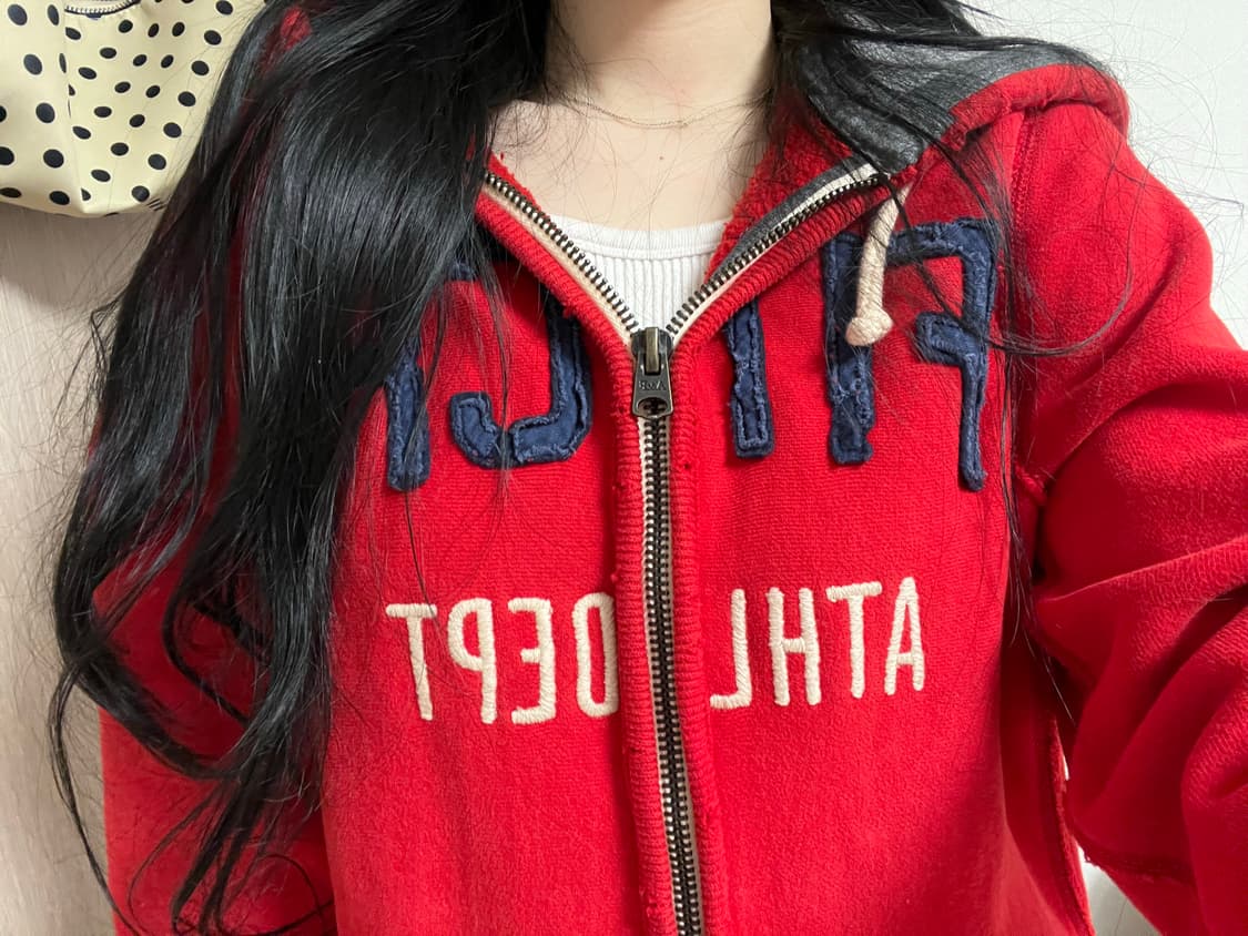 ❤️소장가치100❤️ 단종 아베크롬비 레드 후드집업 M 상품이미지1