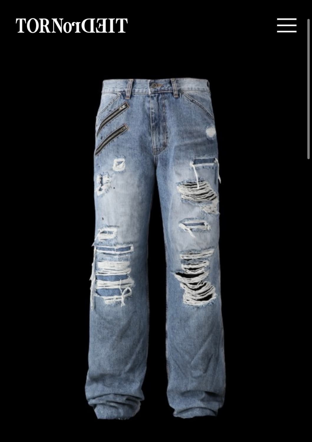 Tornortied zippered pants 3 상품이미지1