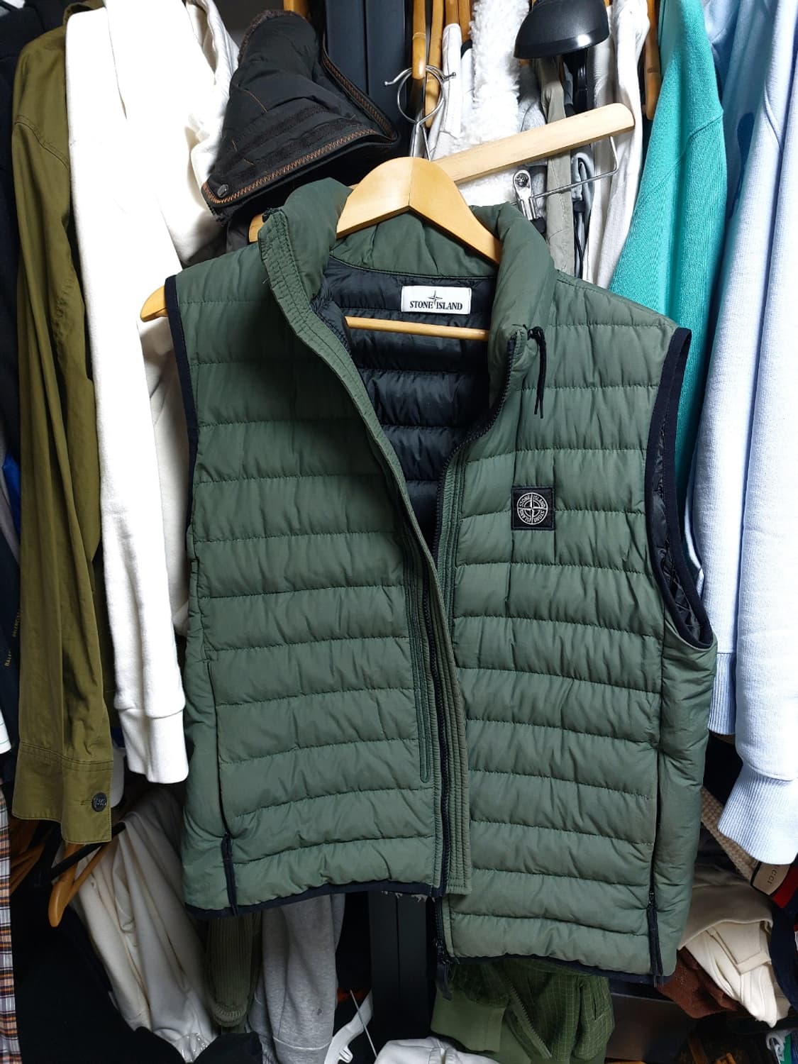 스톤아일랜드 오가닉코튼 패딩 조끼 올리브 실측100  상품이미지1