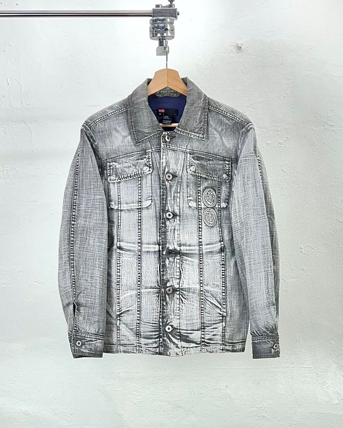 디젤 라이트 그레이 워시드 그레이 다잉 데님 트러커 자켓 상품이미지1