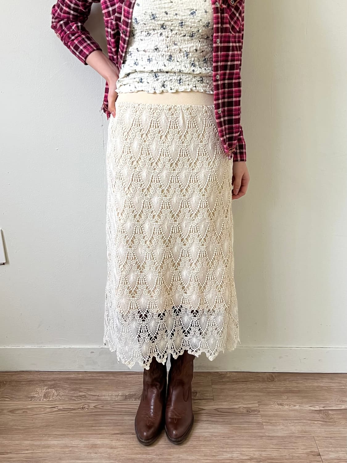 SAISON DE PAPILLON 패턴 시스루 스커트  상품이미지5