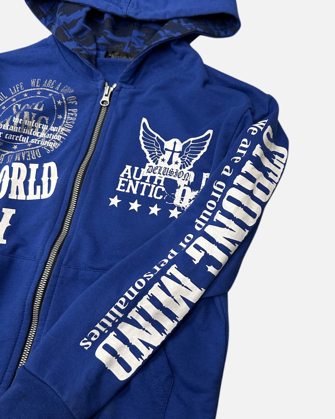 punk printing crop hood zip-up 상품이미지3
