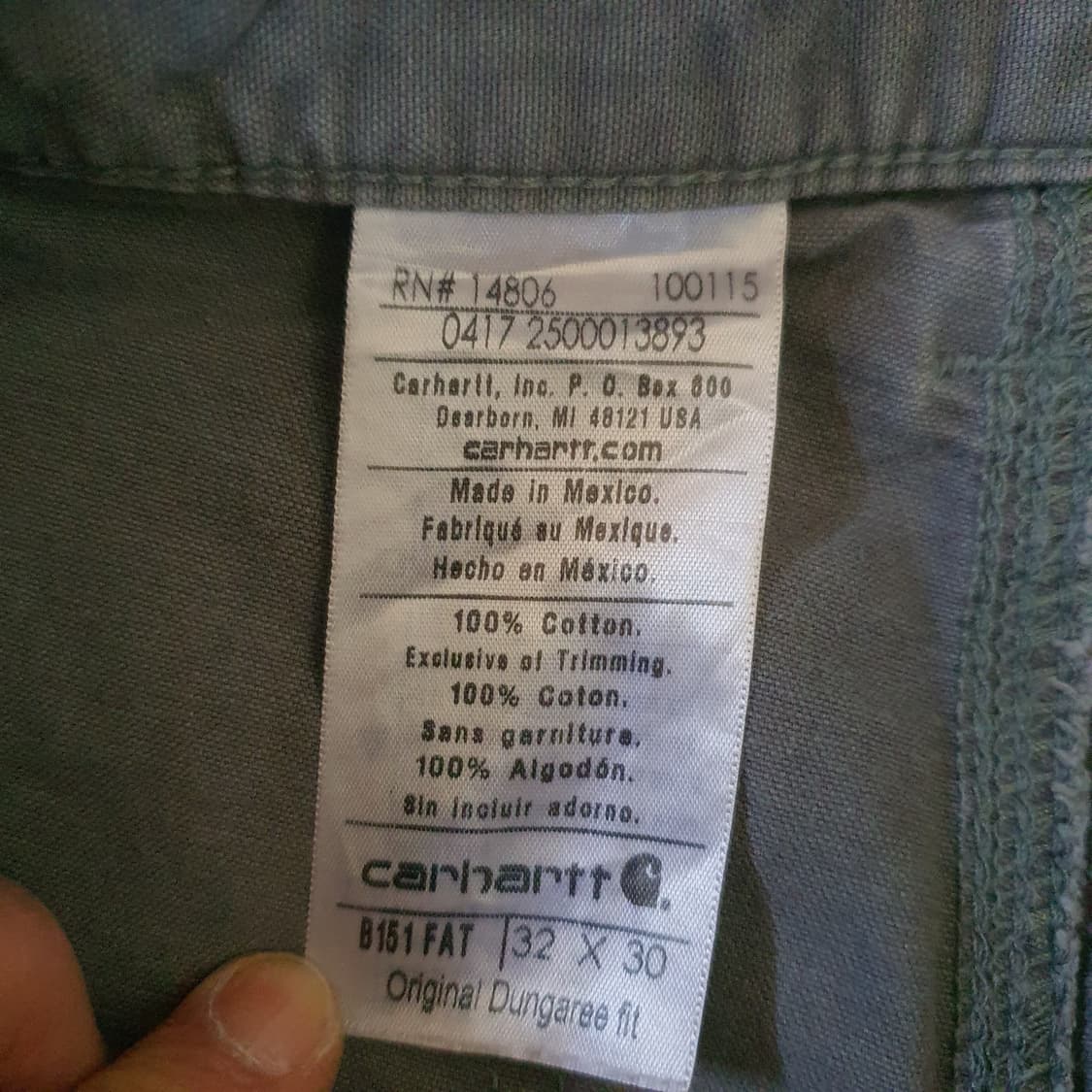 칼하트 B151 FAT 캔버스 워크 던가리 팬츠 no.94 상품이미지6