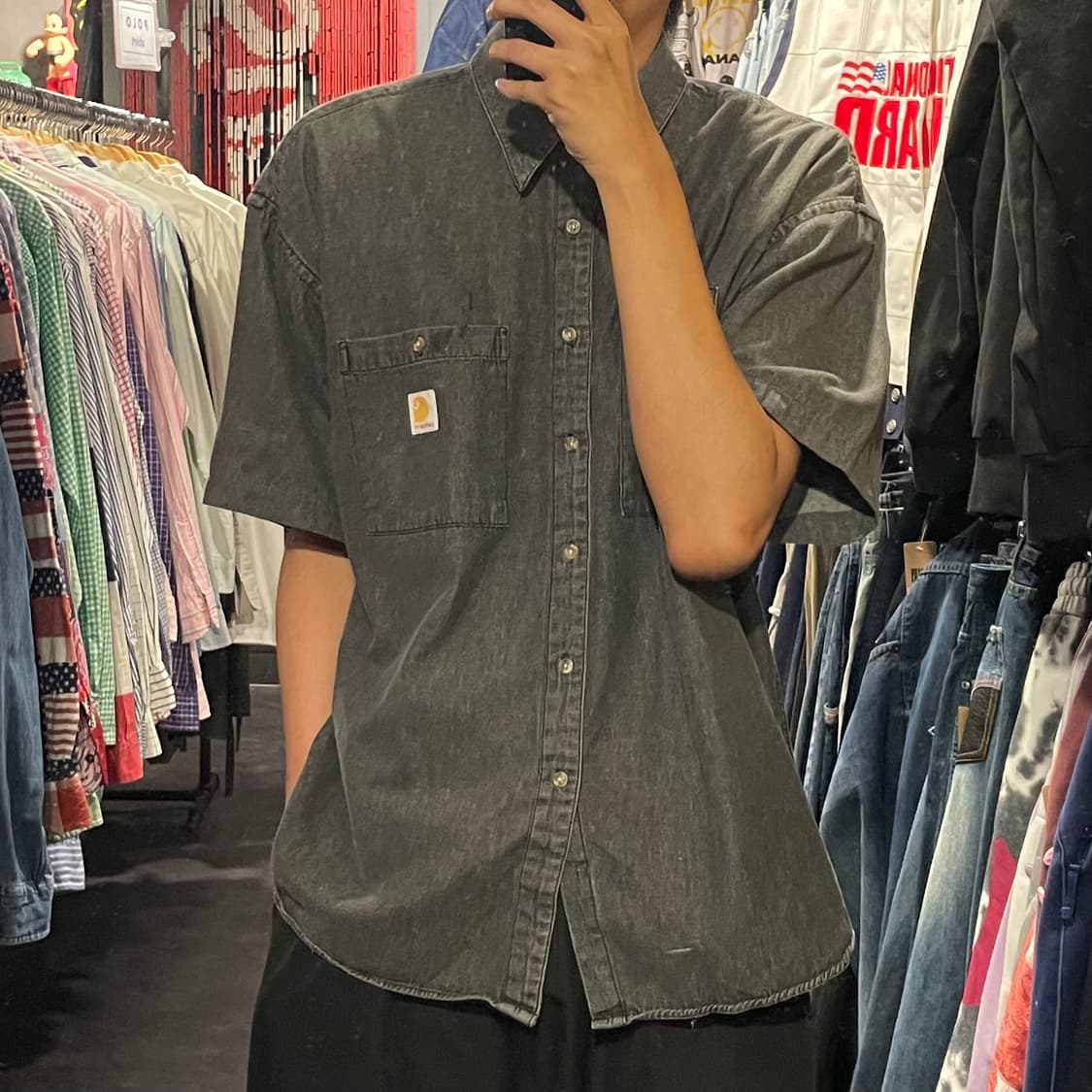 [IM] carhartt 칼하트 흑청 데님 반팔셔츠 상품이미지3