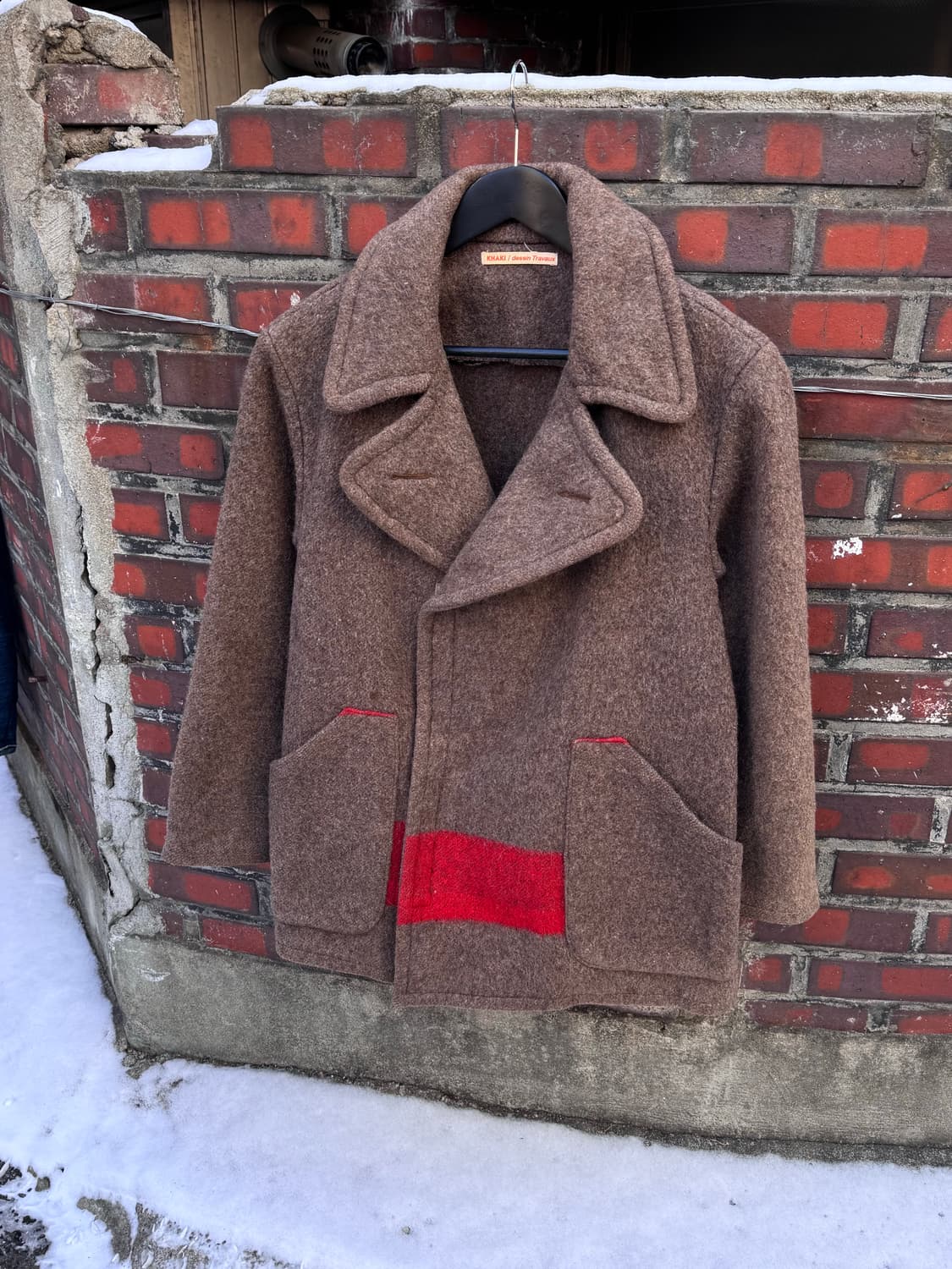 KHAKI/dessin Travaux 스위스 아미 블랭킷 코트 상품이미지1