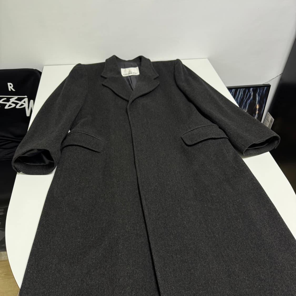 런던포그 차콜그레이 모직 코트 100 상품이미지3