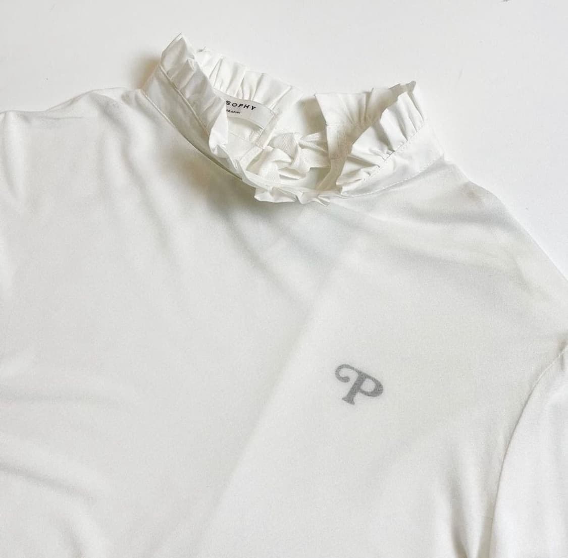 y2k 필로소피 디 로렌소 레이온 프릴 롱 화이트 슬리브리스 발렛코어 상품이미지2