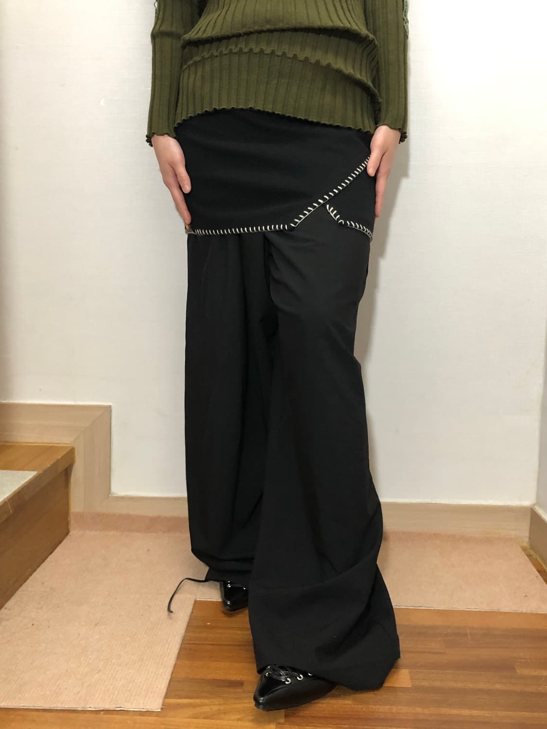 빈티지 블랙 스티치 스커트 상품이미지5