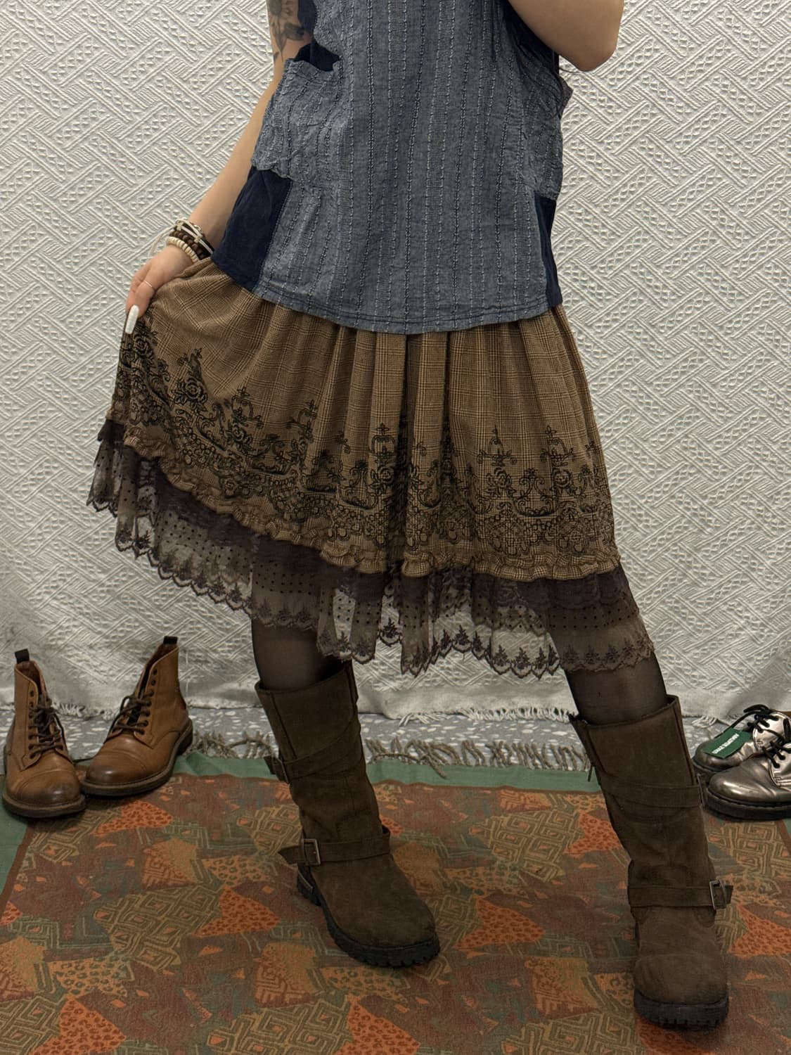 빈티지 러블리 고딕 고스 모리 로코코 코르셋 플레어 스커트 K0119 상품이미지1