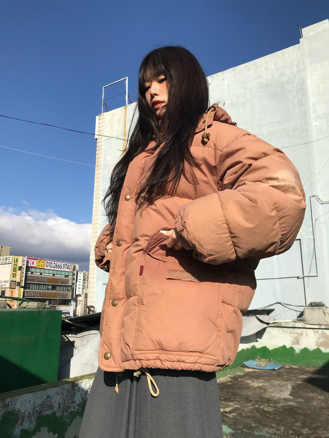 워싱피치 구스다운 패딩 상품이미지4