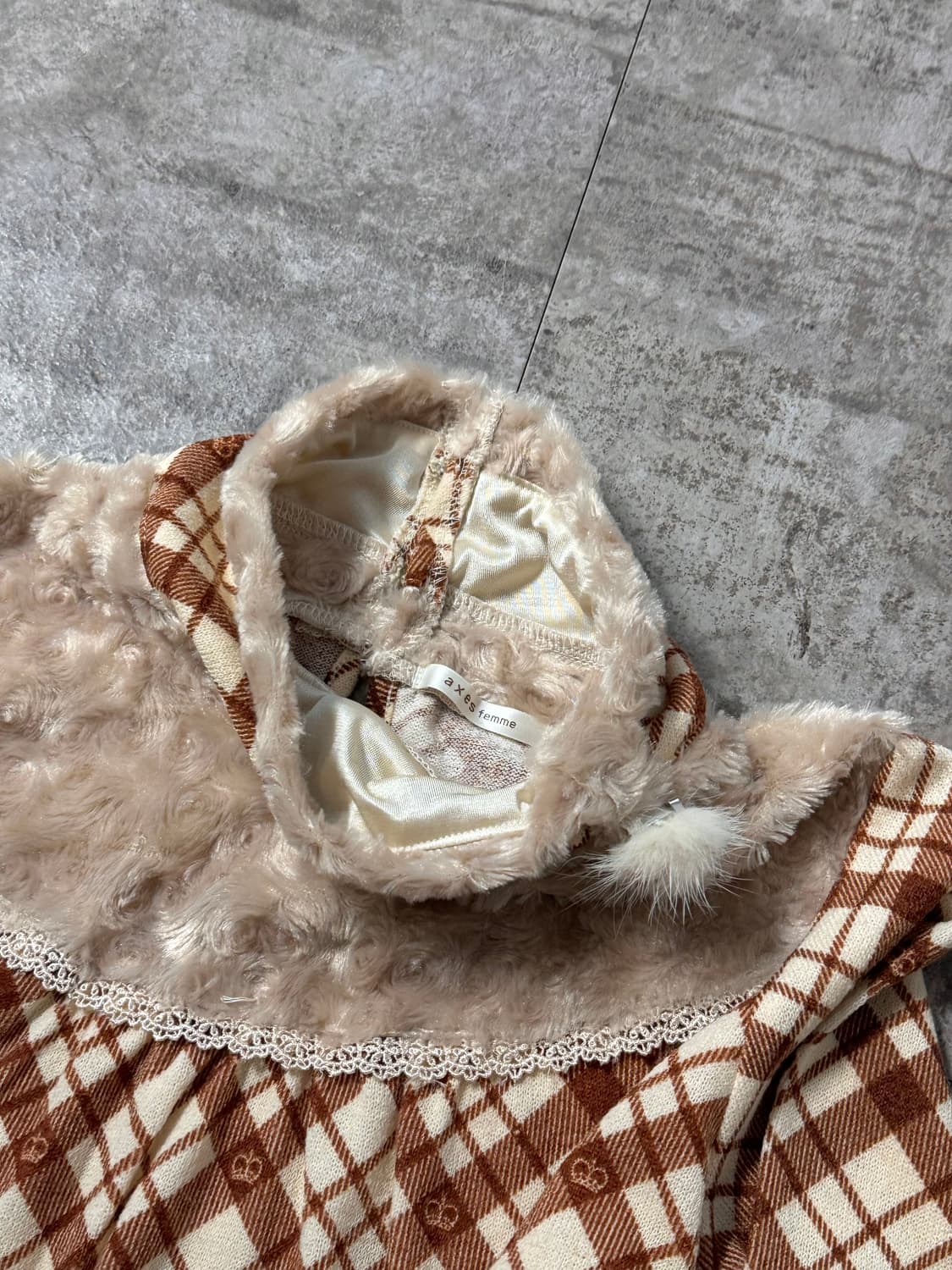 퍼 레이스 체크 패턴 니트 부클 스커트 2pcs SET 상품이미지6