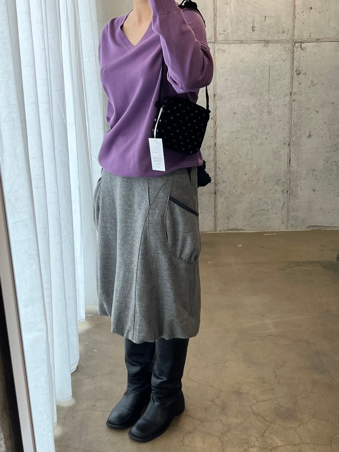 도트 패턴 벨벳 미니백  상품이미지2