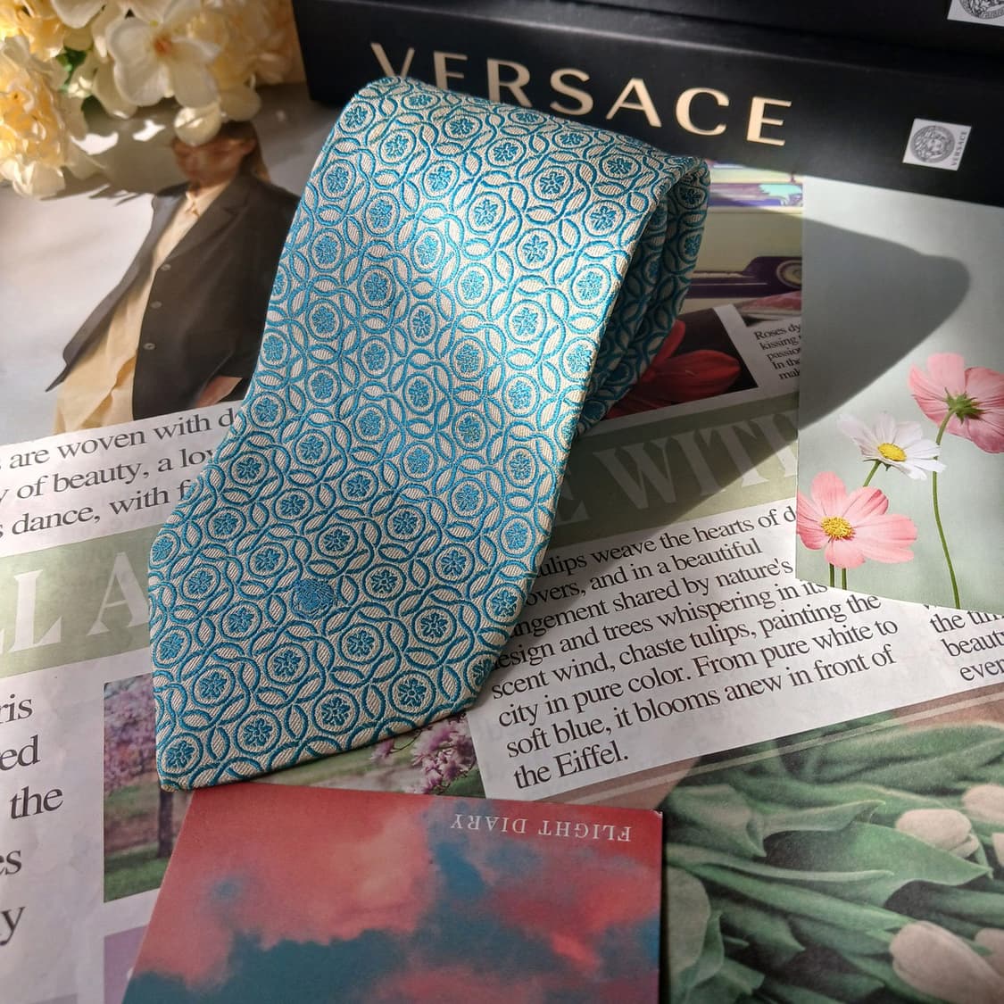 베르사체 실크 민트 자카드 넥타이 9.5cm A등급 A19672 상품이미지2