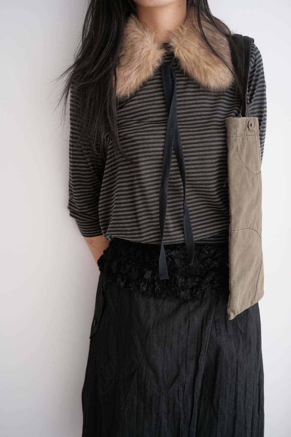 Fur collar top 상품이미지1