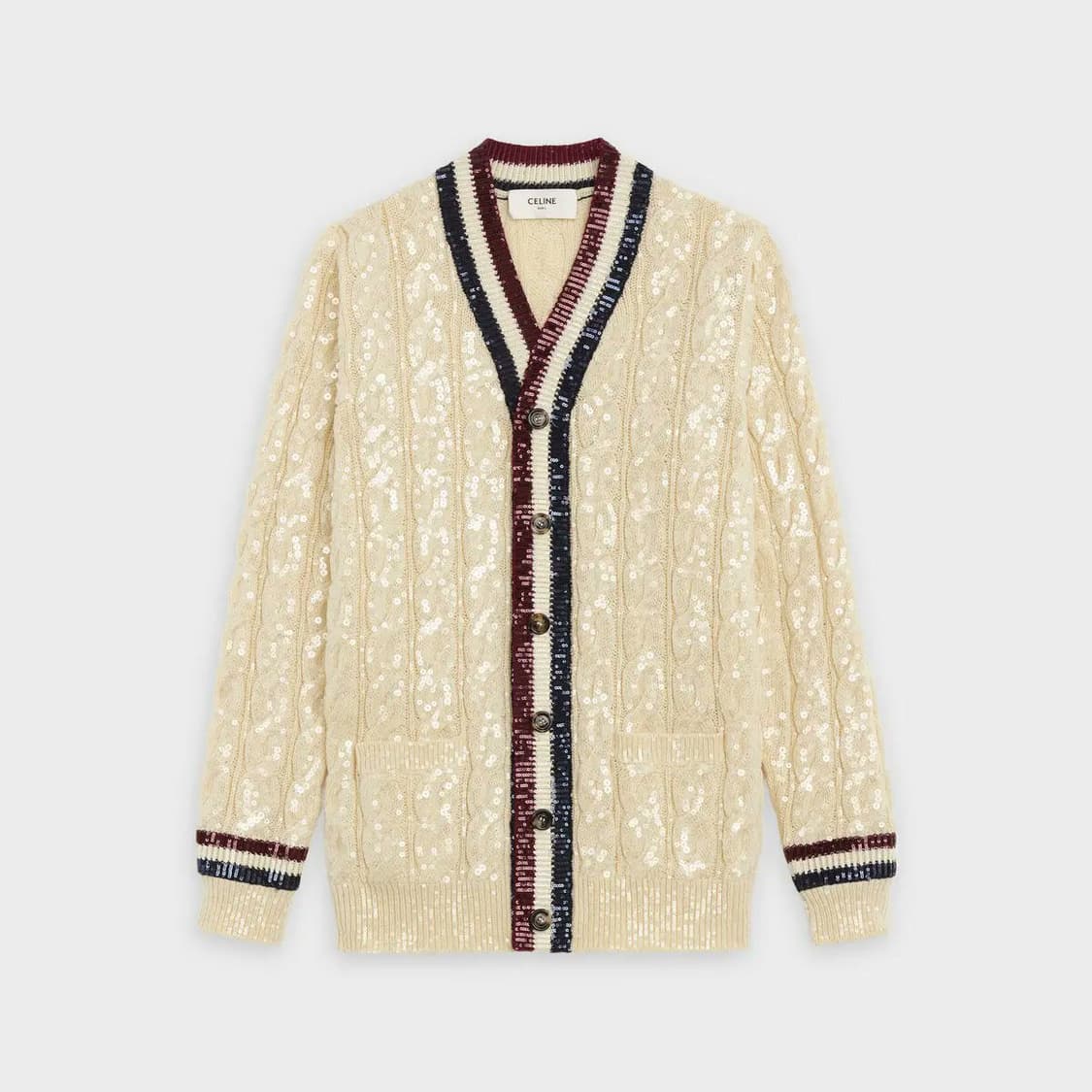 [강동원Exo세훈착용] 셀린느 SS20 런웨이 울 시퀸 가디건 M !!! 상품이미지5