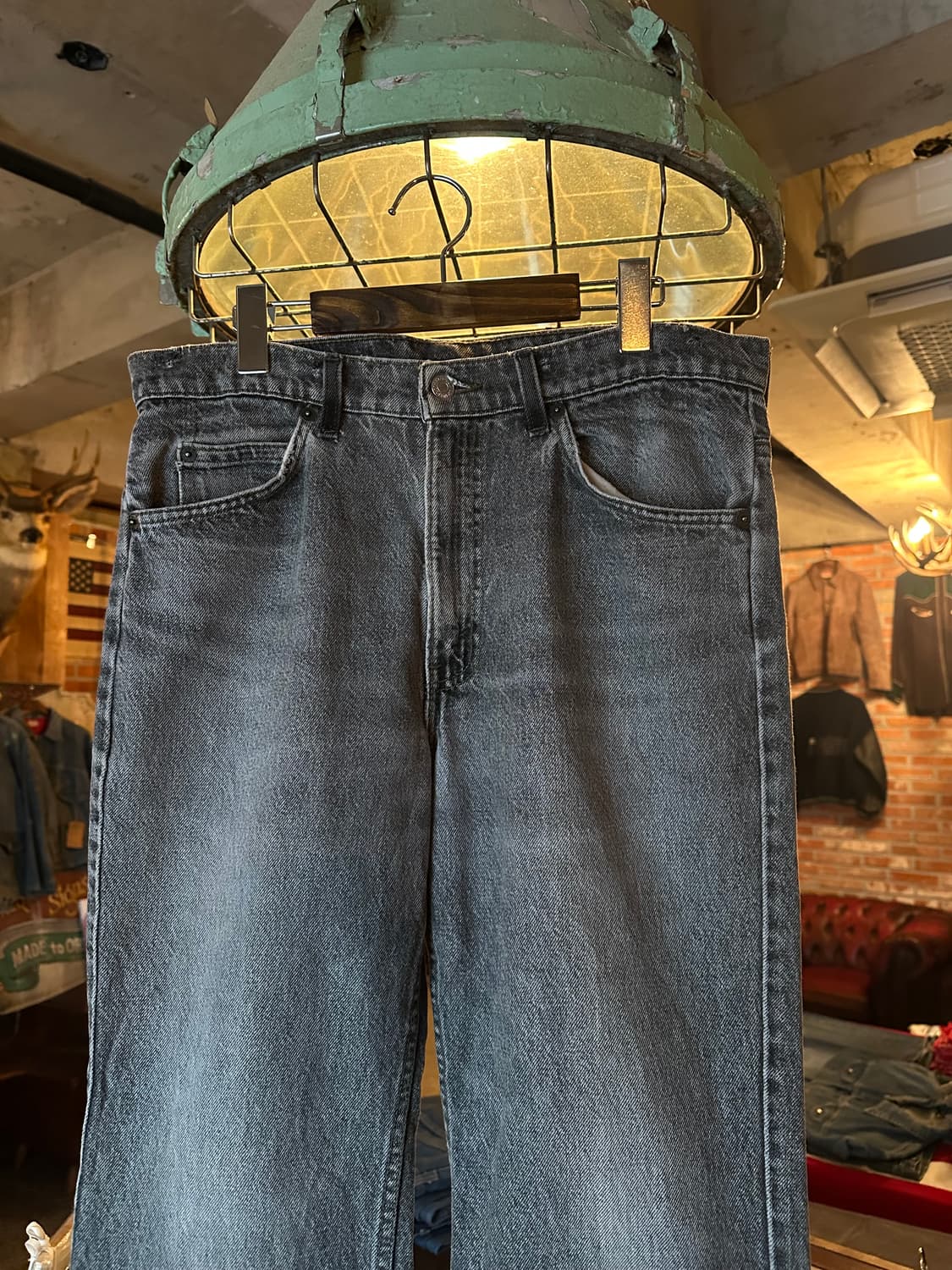 90s USA 빈티지 리바이스 517 오렌지탭 흑청 블랙진 부츠컷 데님 상품이미지2