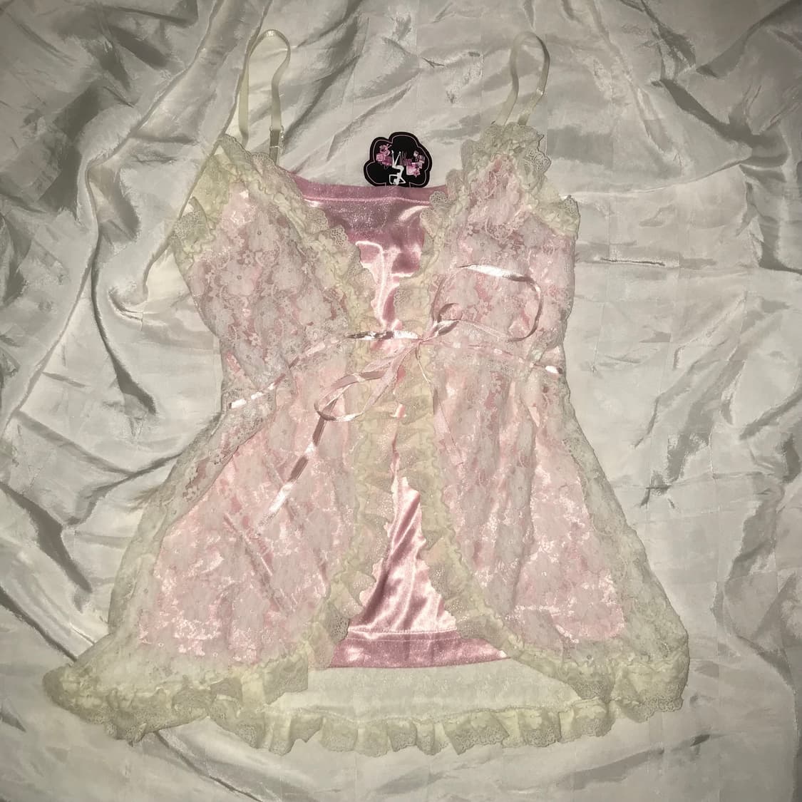 Rose fanfan 로걀 레이스 핑크 슬리브리스 상품이미지2