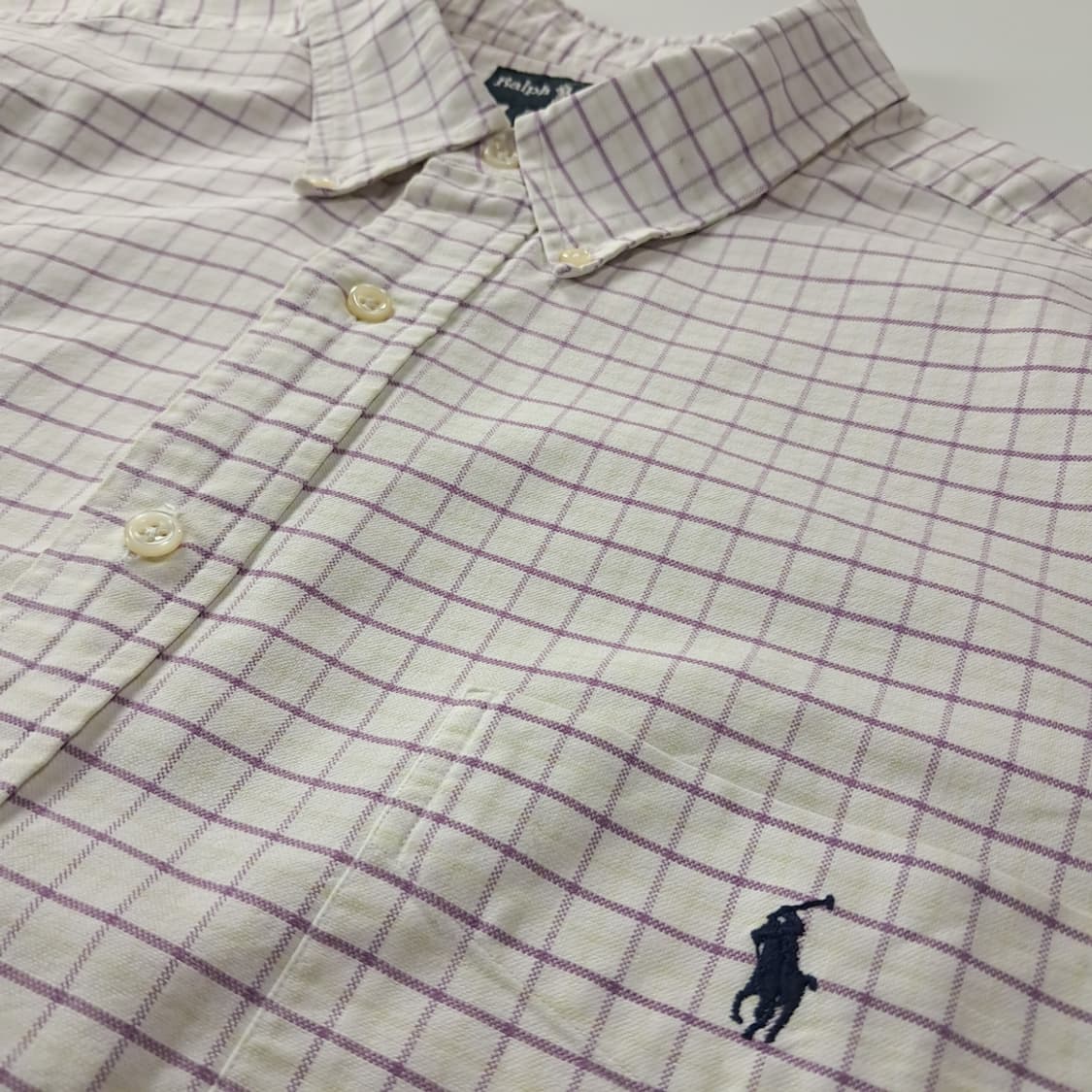 CK166 XL 폴로 90s 홍콩판 빅셔츠 라벤더 스몰체크 셔츠 남방 상품이미지4