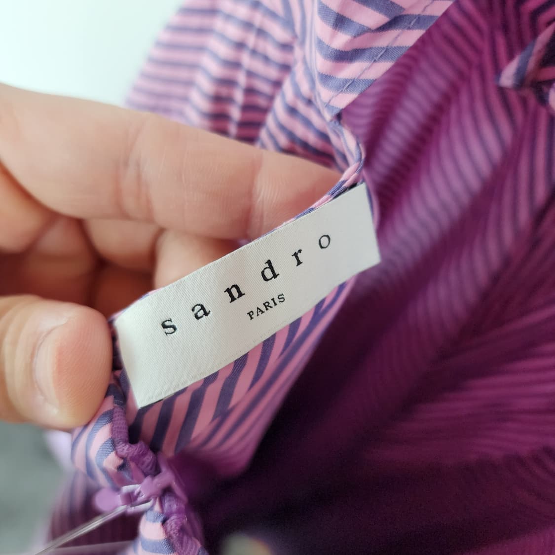 산드로 보라색 스트라이프 V넥 플레어 원피스 상품이미지7