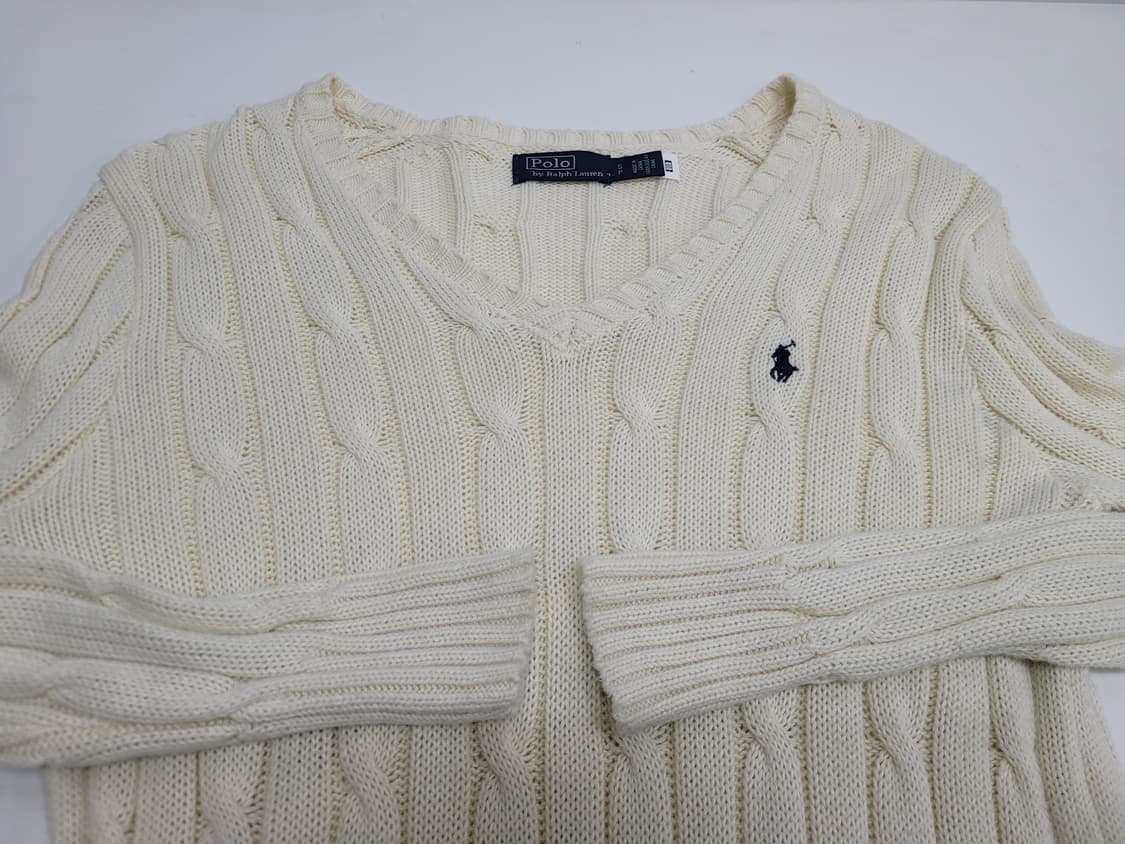 POLO 폴로 랄프로렌 브이넥 케이블 니트 스웨트 / 여 S 아이보리
 상품이미지4