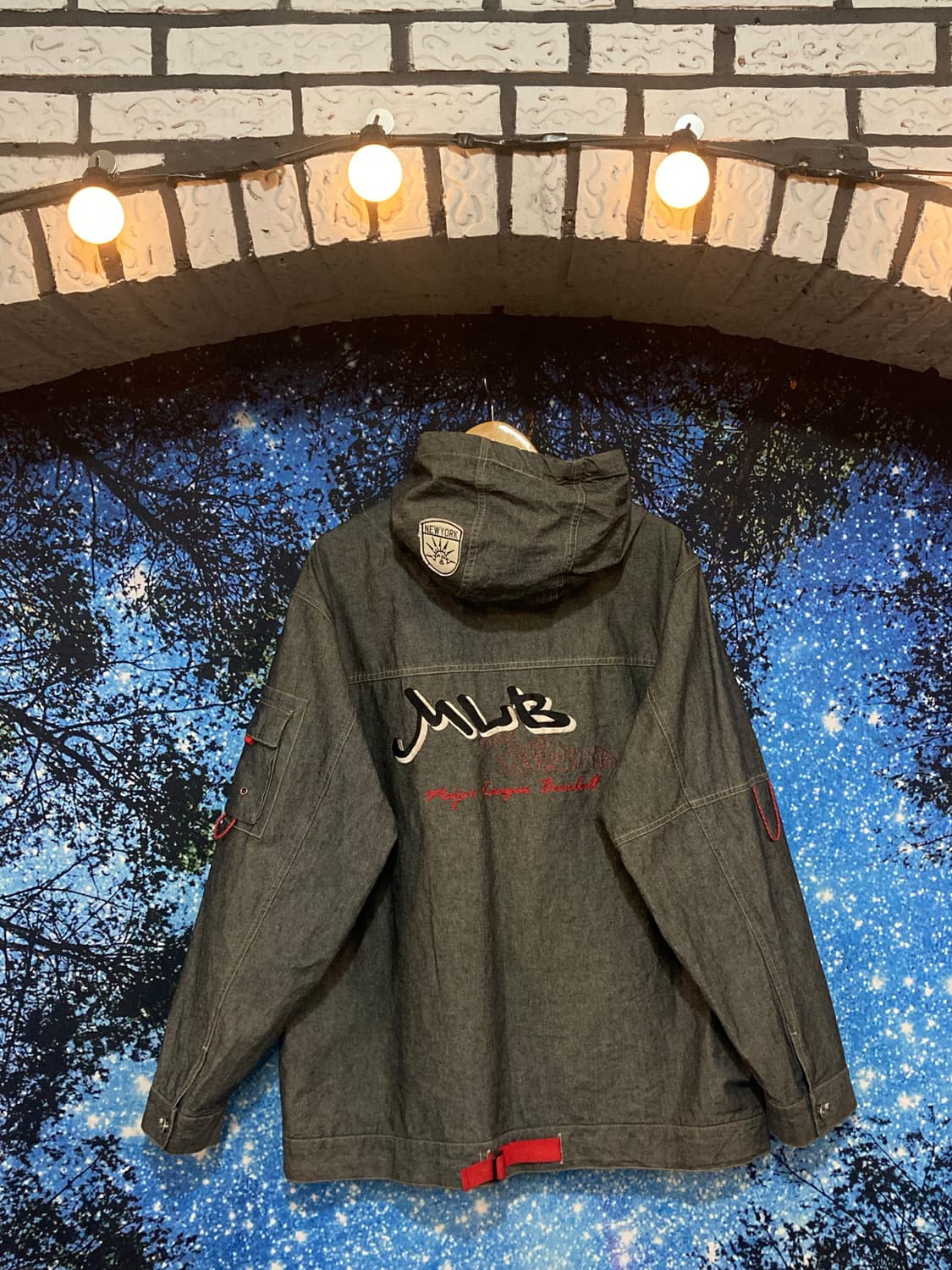 ⚜️MLB(엠엘비) 올드스쿨 데님 후드 재킷 상품이미지2