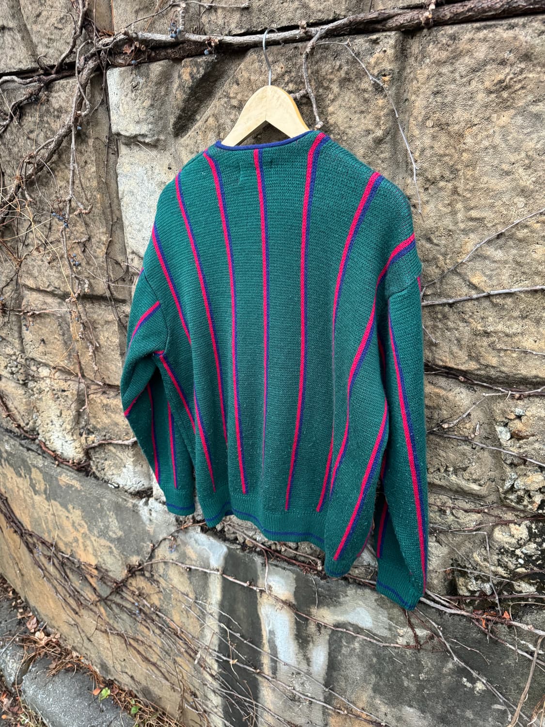 80~90s 베네통 울 스트라이프 니트 가디건 made in italy 상품이미지4