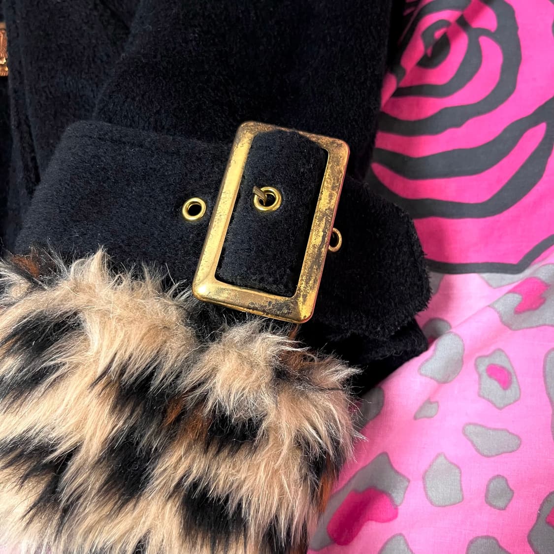 MA*RS마즈 금장 레오파드 퍼 벨티드 코트 히메오네갸루 핀터 일본빈티지 상품이미지2