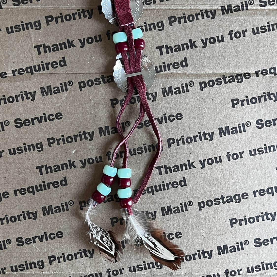 90s vtg Native Beads & Feather Keyring 상품이미지4