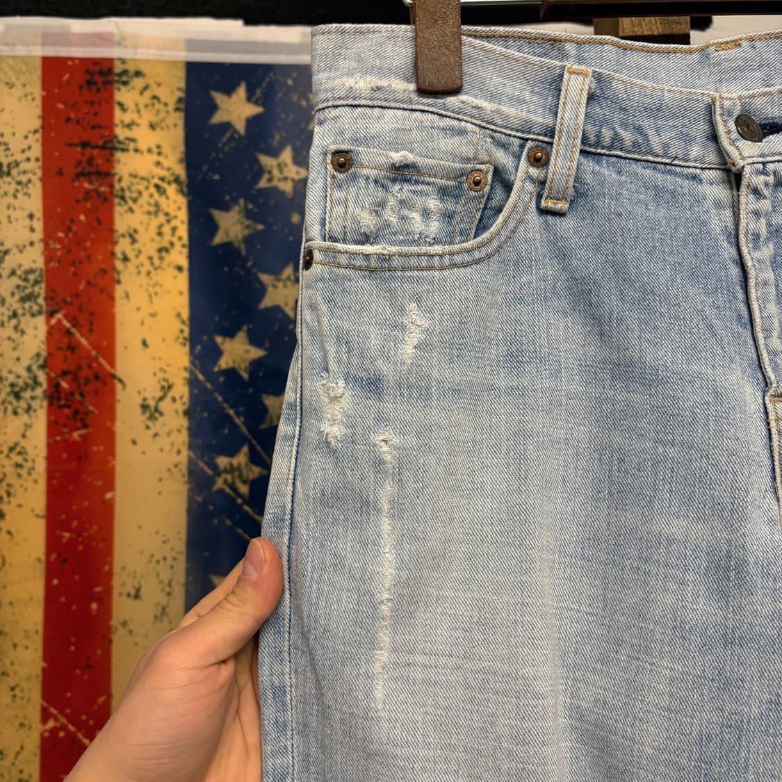 00s 리바이스 연청 라이트블루 데미지 워싱 데님팬츠 N386 상품이미지6