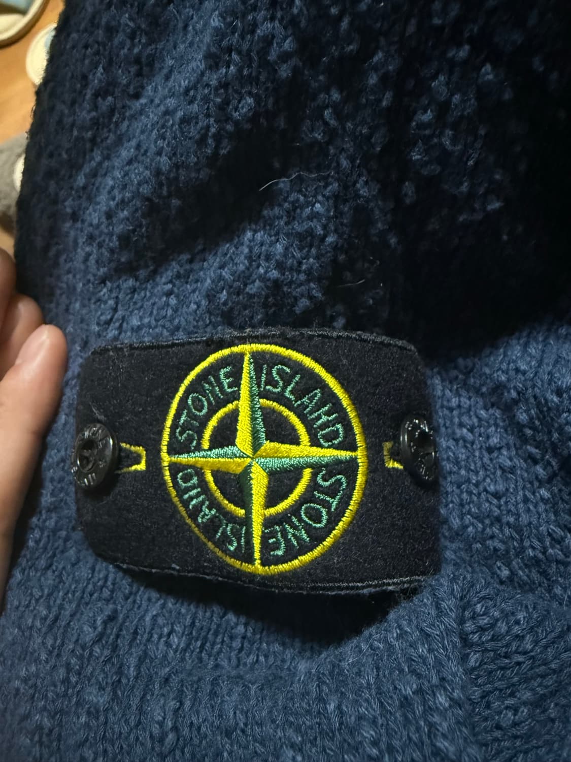 스톤아일랜드 언이븐 코튼 크루넥 니트 네이비 XL 상품이미지2