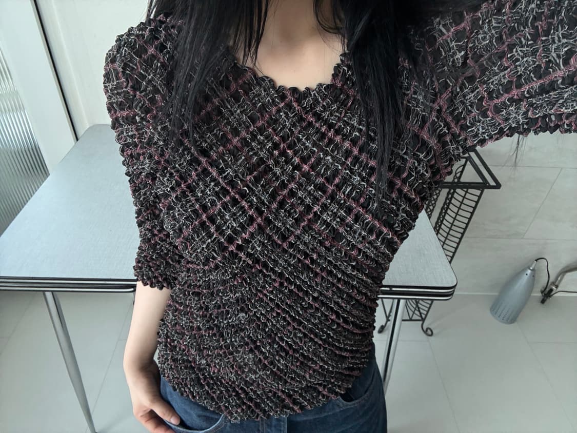 crinkle grid top 상품이미지3