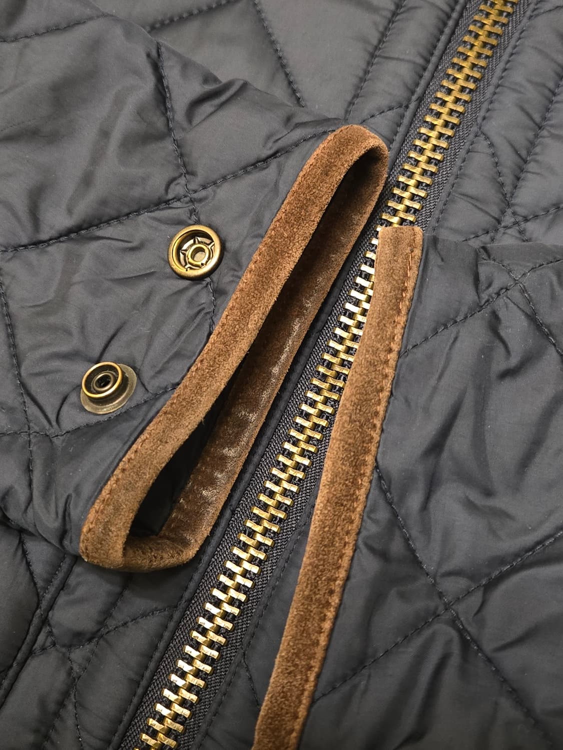 폴로 랄프로렌 레더 트리밍 퀼팅 자켓 네이비 (L) 상품이미지4