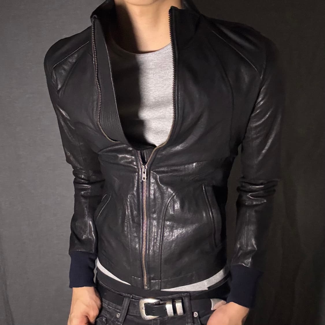 vintage black leather jacket 상품이미지1