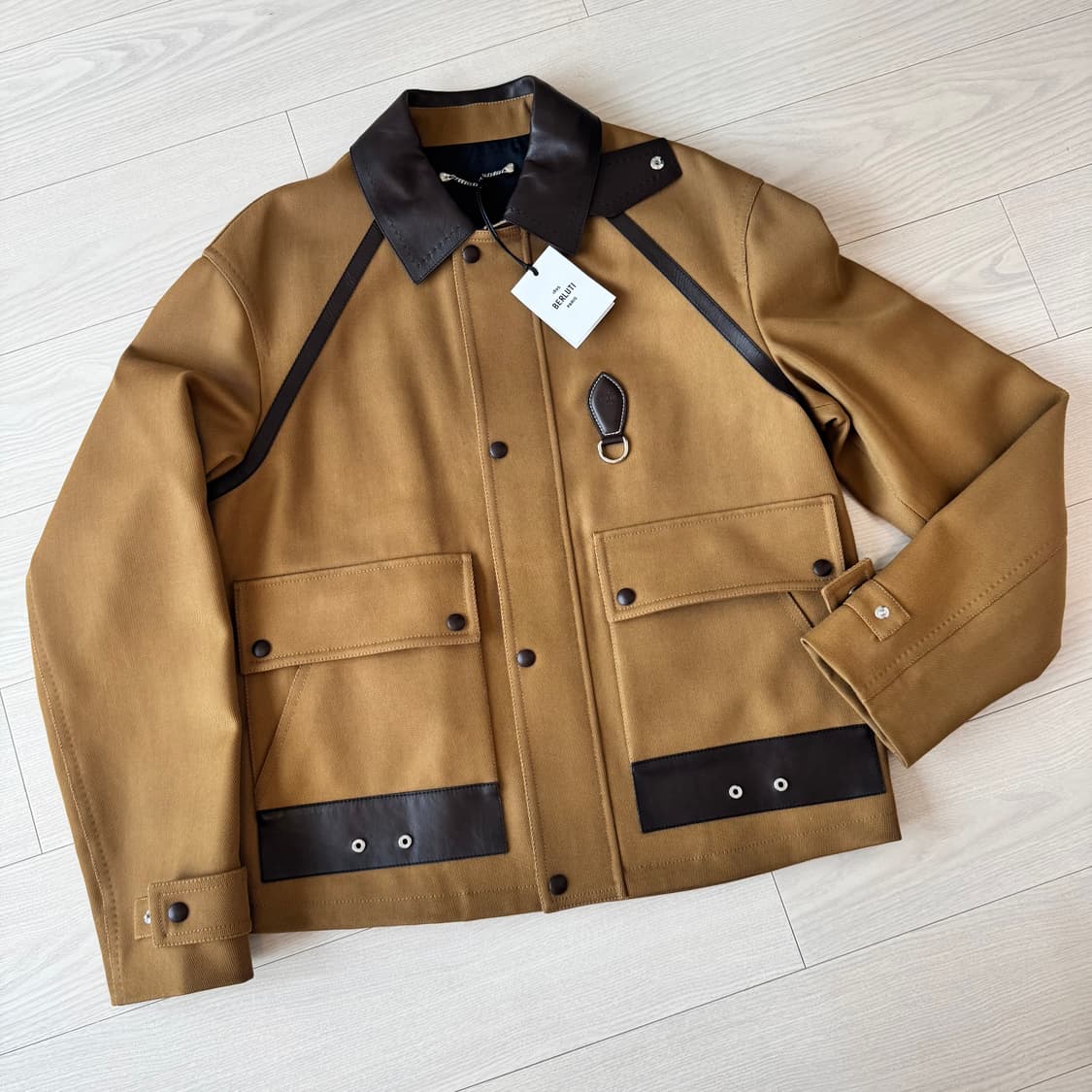 BERLUTI 벨루티 이탈리아 최상급 가죽 울 칸바스 숏 필드코트 자켓  상품이미지1