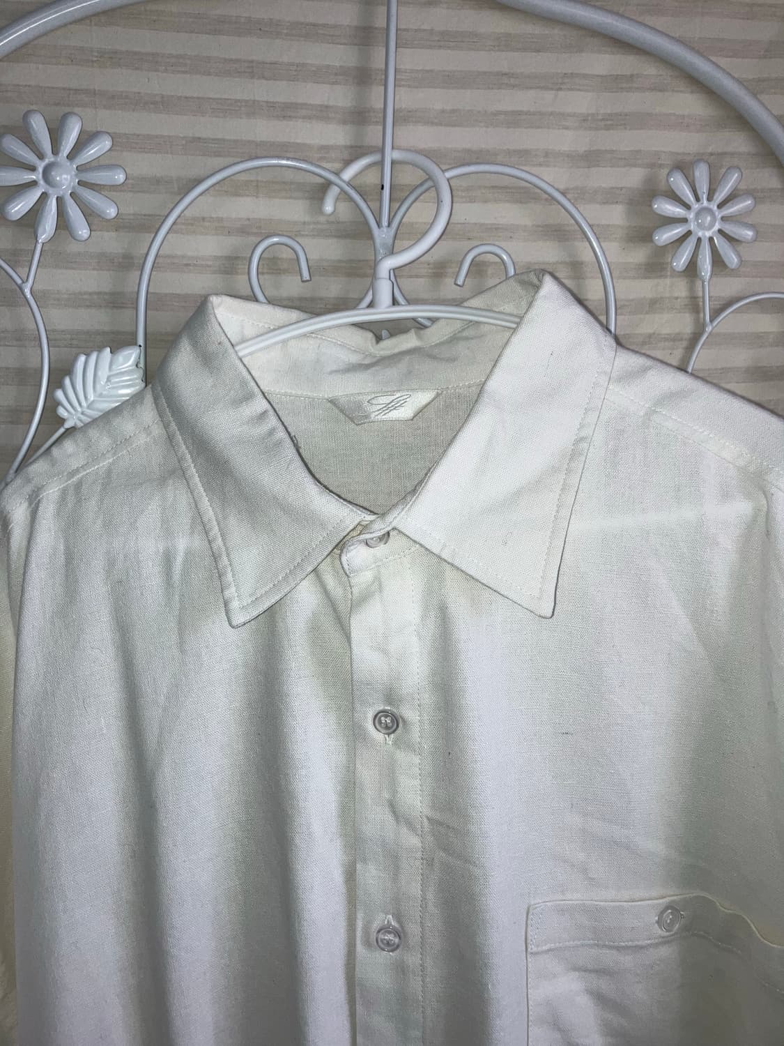 빈티지 아이보리 반팔 셔츠 y2k 스트릿 갸루 펑키483  상품이미지4