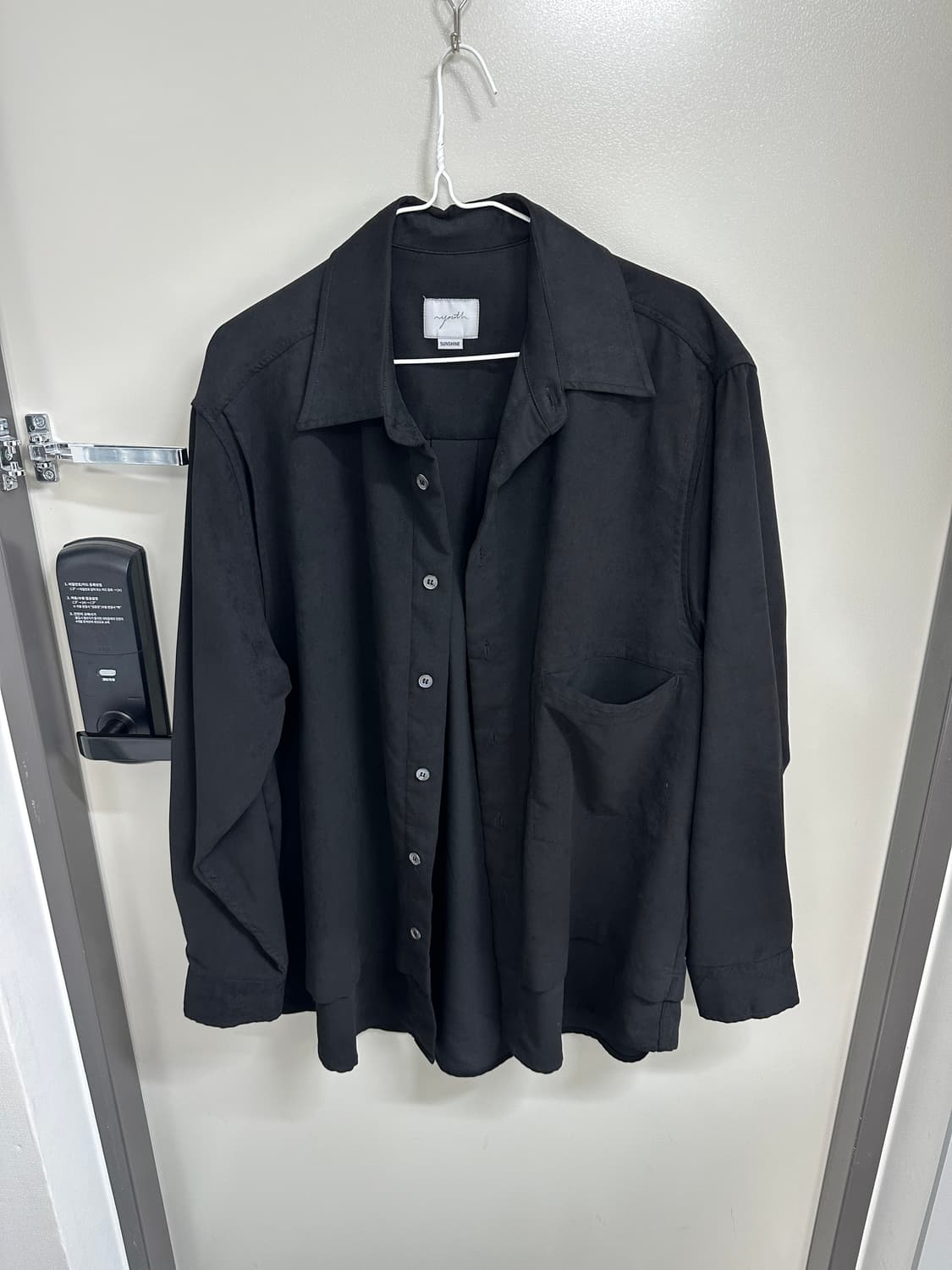 유스 Faux Suede Layered Shirt - Black 사이즈S 상품이미지1